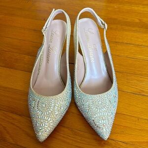 Gold Beaded Sling-Back Heels